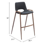 29 Inch Black and Brown Steel Bar Stools Set of 2