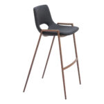 29 Inch Black and Brown Steel Bar Stools Set of 2