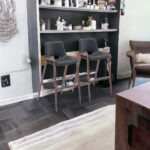 29 Inch Black and Brown Steel Bar Stools Set of 2