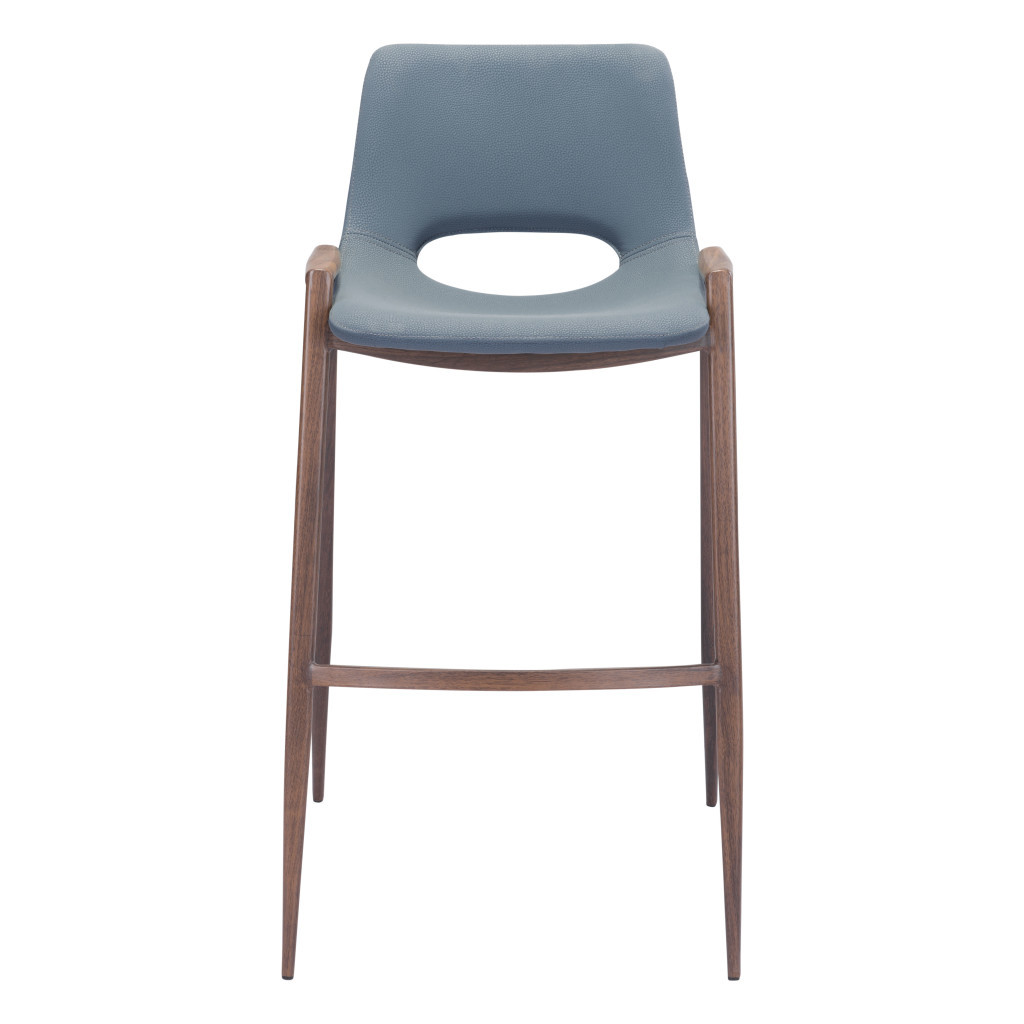 29 Inch Gray and Brown Steel Bar Stools (Set of 2) 4 29 Inch Gray and Brown Steel Bar Stools (Set of 2) - Image 4
