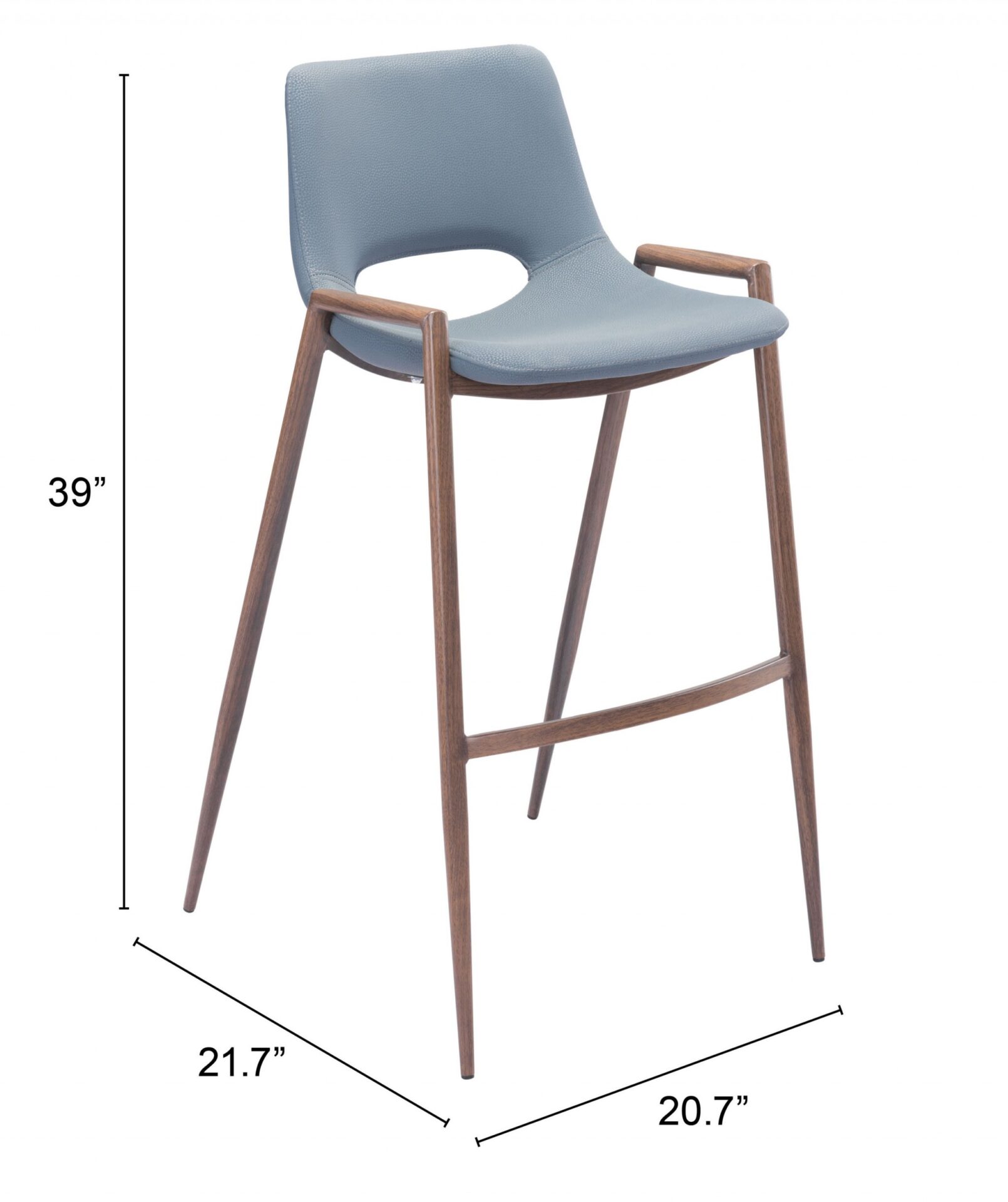 29 Inch Gray and Brown Steel Bar Stools (Set of 2) 2 29 Inch Gray and Brown Steel Bar Stools (Set of 2) - Image 2