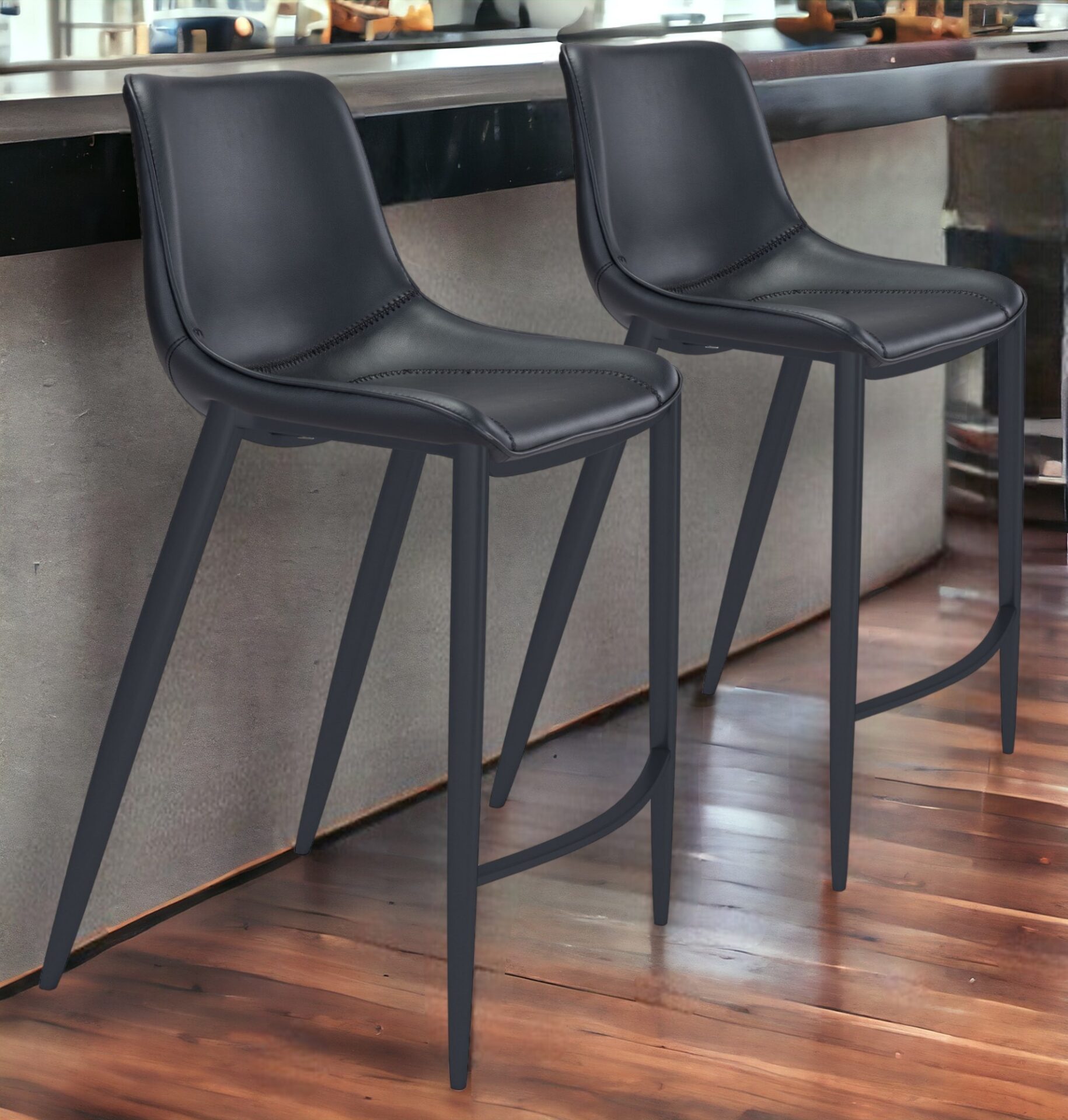 30 Inch Black Steel Low Back Bar Stools (Set of 2) 1 30 Inch Black Steel Low Back Bar Stools (Set of 2)