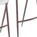 29 Inch White and Brown Steel Low Back Bar Stools (Set of 2)