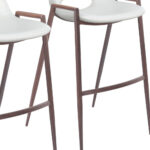 29 Inch White and Brown Steel Low Back Bar Stools (Set of 2)