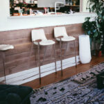 29 Inch White and Brown Steel Low Back Bar Stools (Set of 2)