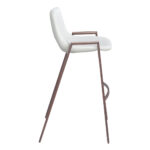 29 Inch White and Brown Steel Low Back Bar Stools (Set of 2)