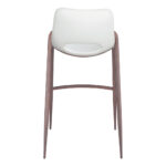 29 Inch White and Brown Steel Low Back Bar Stools (Set of 2)