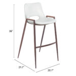 29 Inch White and Brown Steel Low Back Bar Stools (Set of 2)