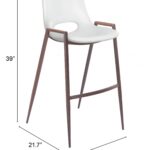 29 Inch White and Brown Steel Low Back Bar Stools (Set of 2)