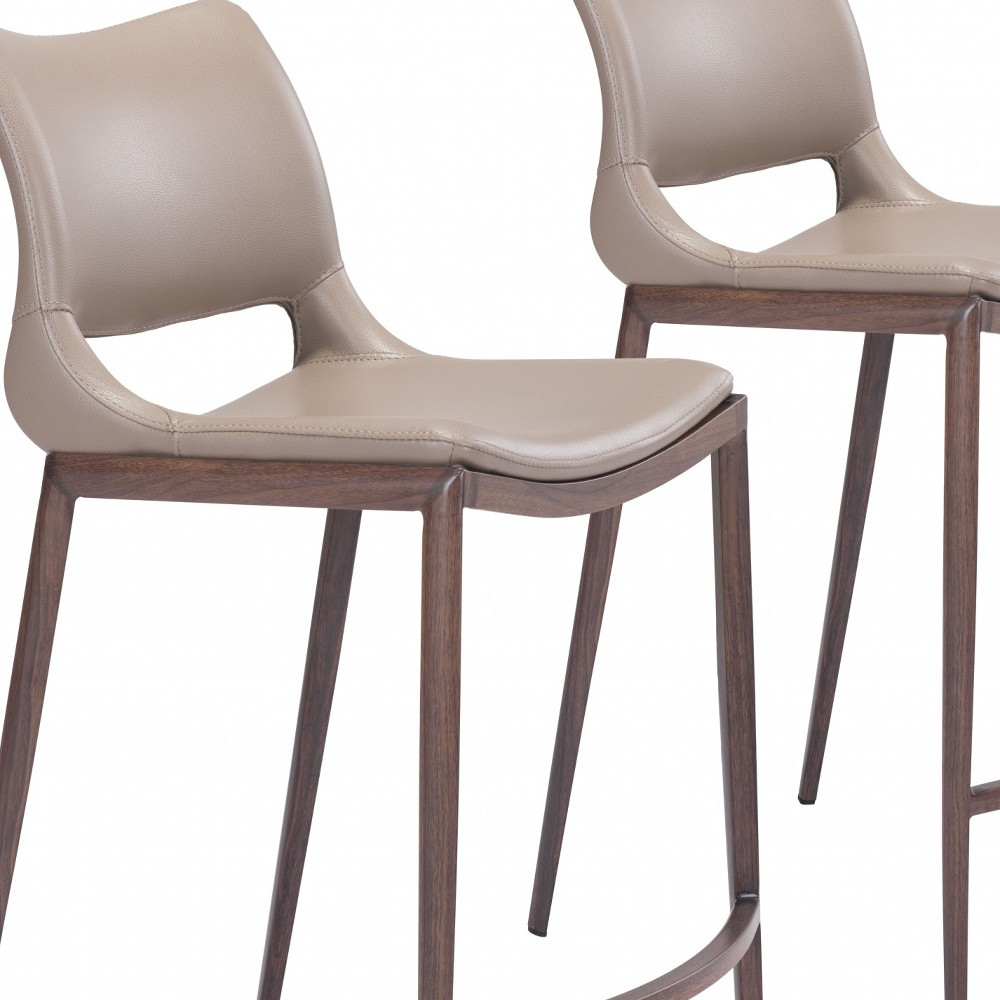 Gray and Brown Steel Low Back Bar Stools (Set of 2) 1 Gray and Brown Steel Low Back Bar Stools (Set of 2)