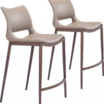 Gray and Brown Steel Low Back Bar Stools (Set of 2) 11 Gray and Brown Steel Low Back Bar Stools (Set of 2)