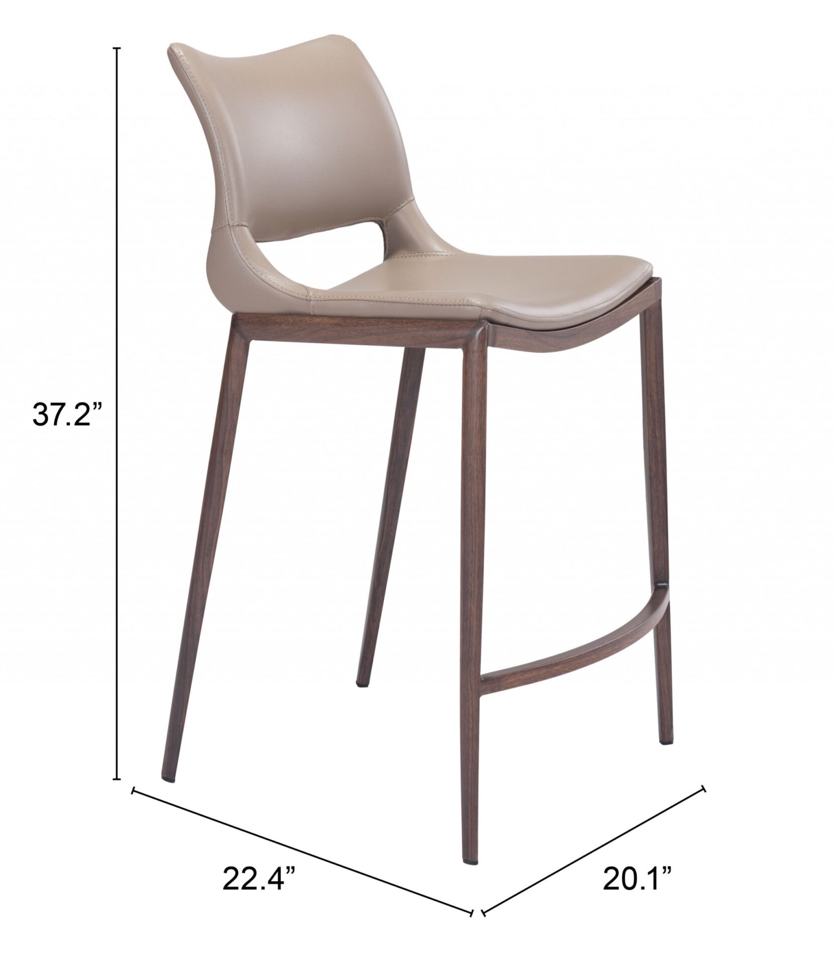 Gray and Brown Steel Low Back Bar Stools (Set of 2) 3 Gray and Brown Steel Low Back Bar Stools (Set of 2) - Image 3