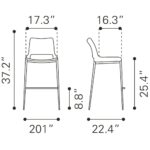 Gray and Brown Steel Low Back Bar Stools (Set of 2) 13 Gray and Brown Steel Low Back Bar Stools (Set of 2)