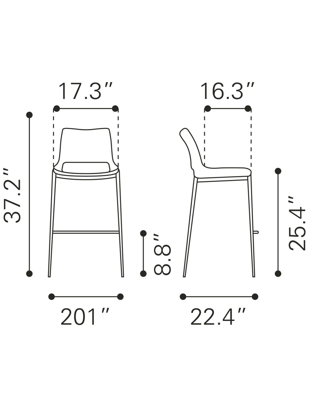 Gray and Brown Steel Low Back Bar Stools (Set of 2) 4 Gray and Brown Steel Low Back Bar Stools (Set of 2) - Image 4