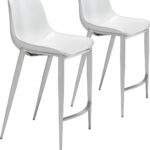 26 Inch White and Silver Steel Bar Stools (Set of 2) 12 26 Inch White and Silver Steel Bar Stools (Set of 2)