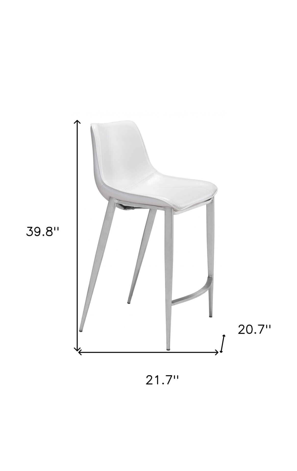 26 Inch White and Silver Steel Bar Stools (Set of 2) 4 26 Inch White and Silver Steel Bar Stools (Set of 2) - Image 4