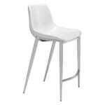 26 Inch White and Silver Steel Bar Stools (Set of 2) 14 26 Inch White and Silver Steel Bar Stools (Set of 2)
