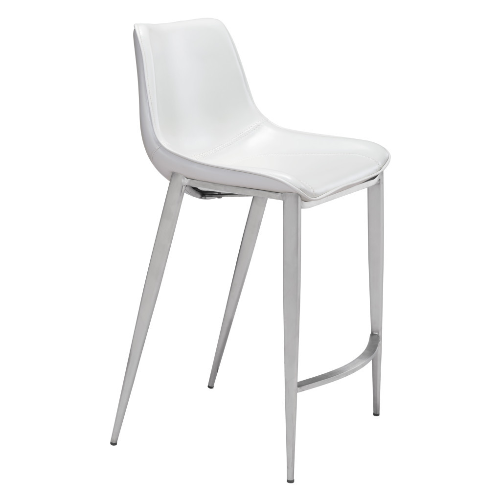 26 Inch White and Silver Steel Bar Stools (Set of 2) 5 26 Inch White and Silver Steel Bar Stools (Set of 2) - Image 5