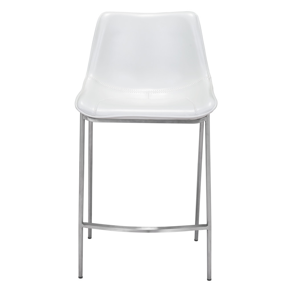 26 Inch White and Silver Steel Bar Stools (Set of 2) 6 26 Inch White and Silver Steel Bar Stools (Set of 2) - Image 6