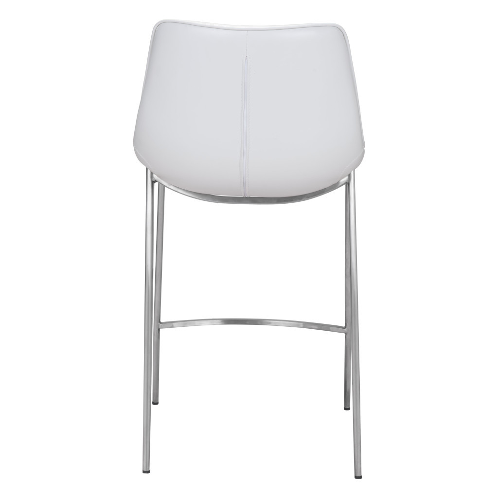 26 Inch White and Silver Steel Bar Stools (Set of 2) 7 26 Inch White and Silver Steel Bar Stools (Set of 2) - Image 7
