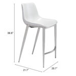 26 Inch White and Silver Steel Bar Stools (Set of 2) 17 26 Inch White and Silver Steel Bar Stools (Set of 2)