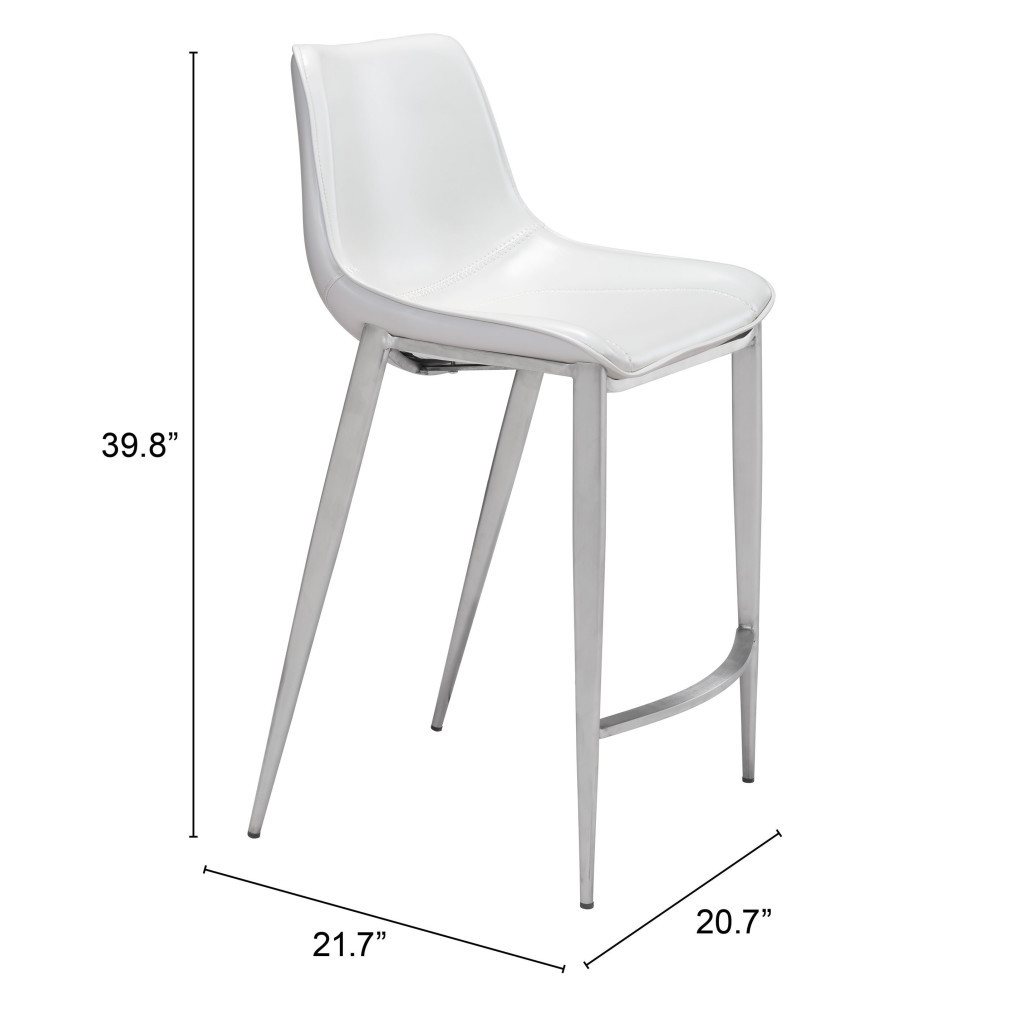 26 Inch White and Silver Steel Bar Stools (Set of 2) 8 26 Inch White and Silver Steel Bar Stools (Set of 2) - Image 8