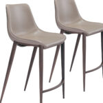 26 Inch Gray and Brown Steel Low Back Bar Stools (Set of 2) 13 26 Inch Gray and Brown Steel Low Back Bar Stools (Set of 2)