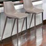 26 Inch Gray and Brown Steel Low Back Bar Stools (Set of 2) 10 26 Inch Gray and Brown Steel Low Back Bar Stools (Set of 2)