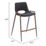 26 Inch Black and Brown Steel Low Back Bar Stools (Set of 2)