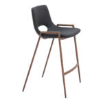26 Inch Black and Brown Steel Low Back Bar Stools (Set of 2)