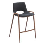 26 Inch Black and Brown Steel Low Back Bar Stools (Set of 2)