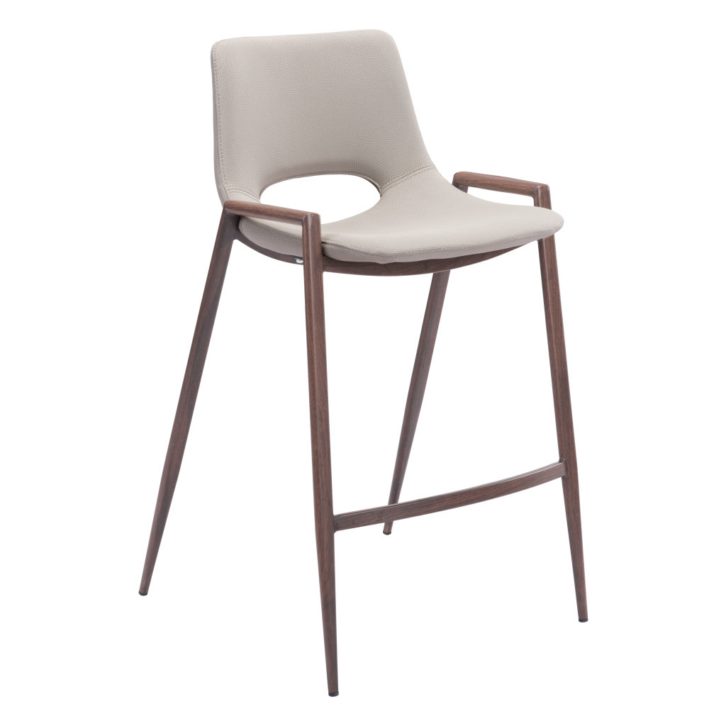 26 Inch Beige and Brown Steel Counter Height Bar Stools (Set of 2) 3 26 Inch Beige and Brown Steel Counter Height Bar Stools (Set of 2) - Image 3