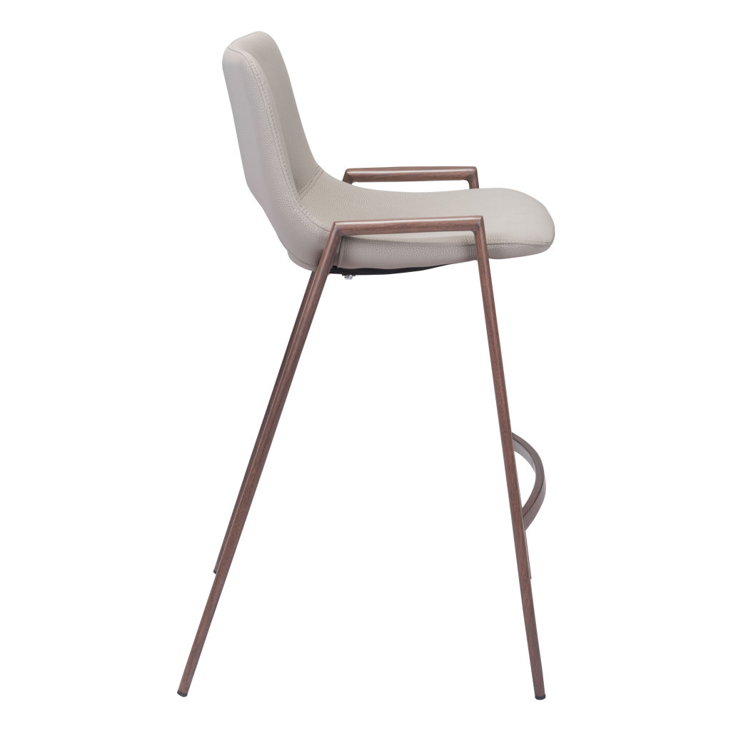 26 Inch Beige and Brown Steel Counter Height Bar Stools (Set of 2) 4 26 Inch Beige and Brown Steel Counter Height Bar Stools (Set of 2) - Image 4