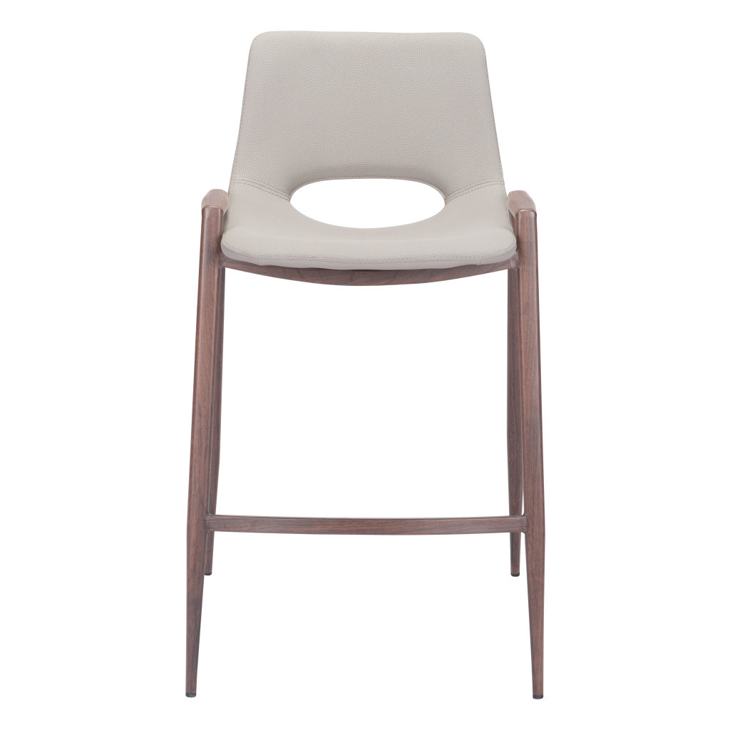 26 Inch Beige and Brown Steel Counter Height Bar Stools (Set of 2) 5 26 Inch Beige and Brown Steel Counter Height Bar Stools (Set of 2) - Image 5