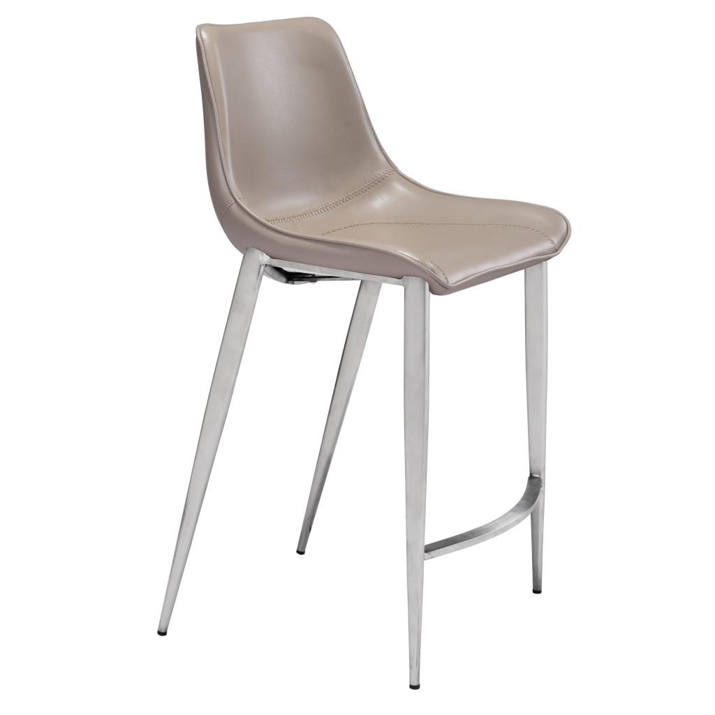 26 Inch Gray and Silver Steel Low Back Bar Stools (Set of 2) 3 26 Inch Gray and Silver Steel Low Back Bar Stools (Set of 2) - Image 3