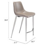 26 Inch Gray and Silver Steel Low Back Bar Stools (Set of 2) 14 26 Inch Gray and Silver Steel Low Back Bar Stools (Set of 2)