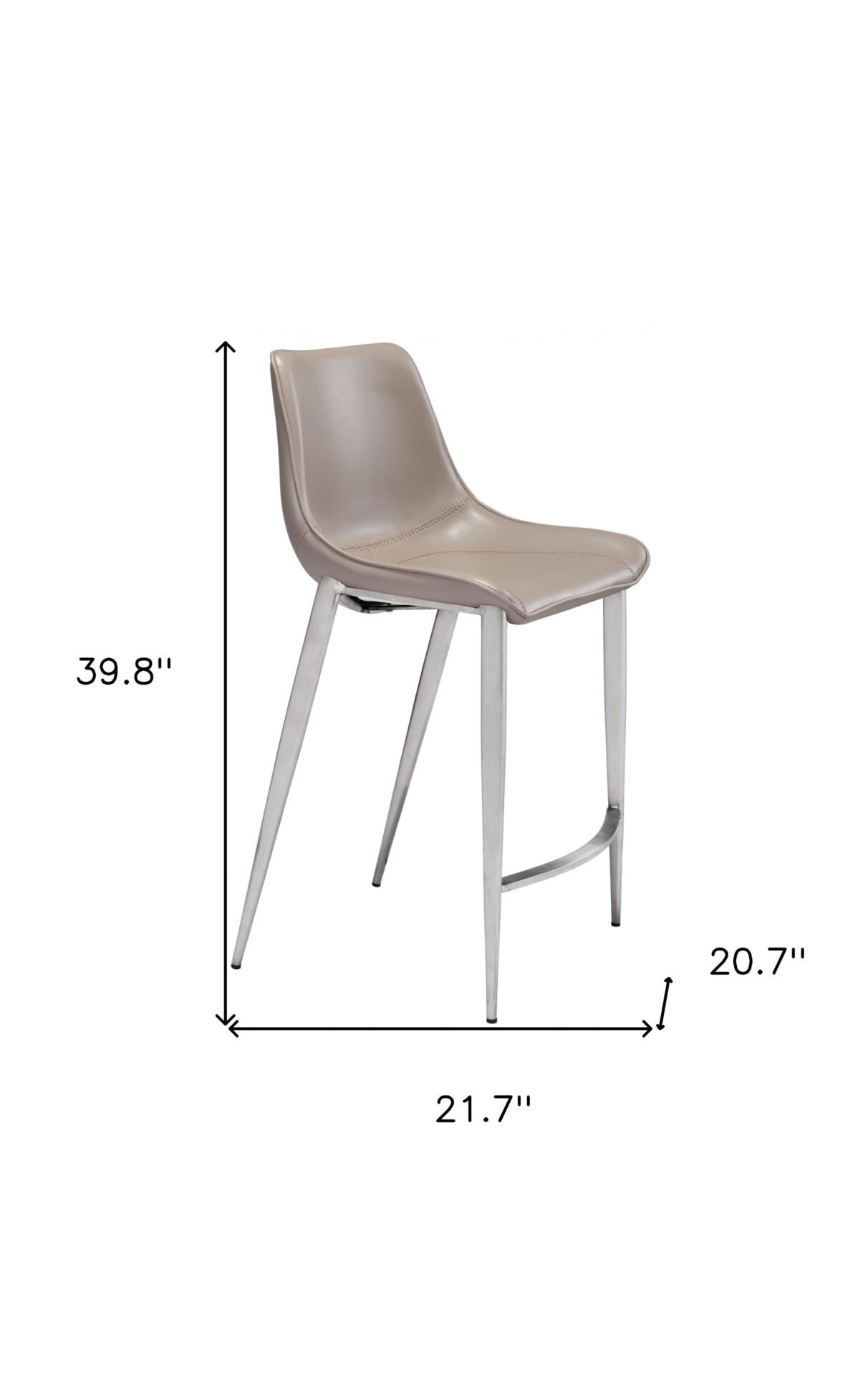 26 Inch Gray and Silver Steel Low Back Bar Stools (Set of 2) 2 26 Inch Gray and Silver Steel Low Back Bar Stools (Set of 2) - Image 2