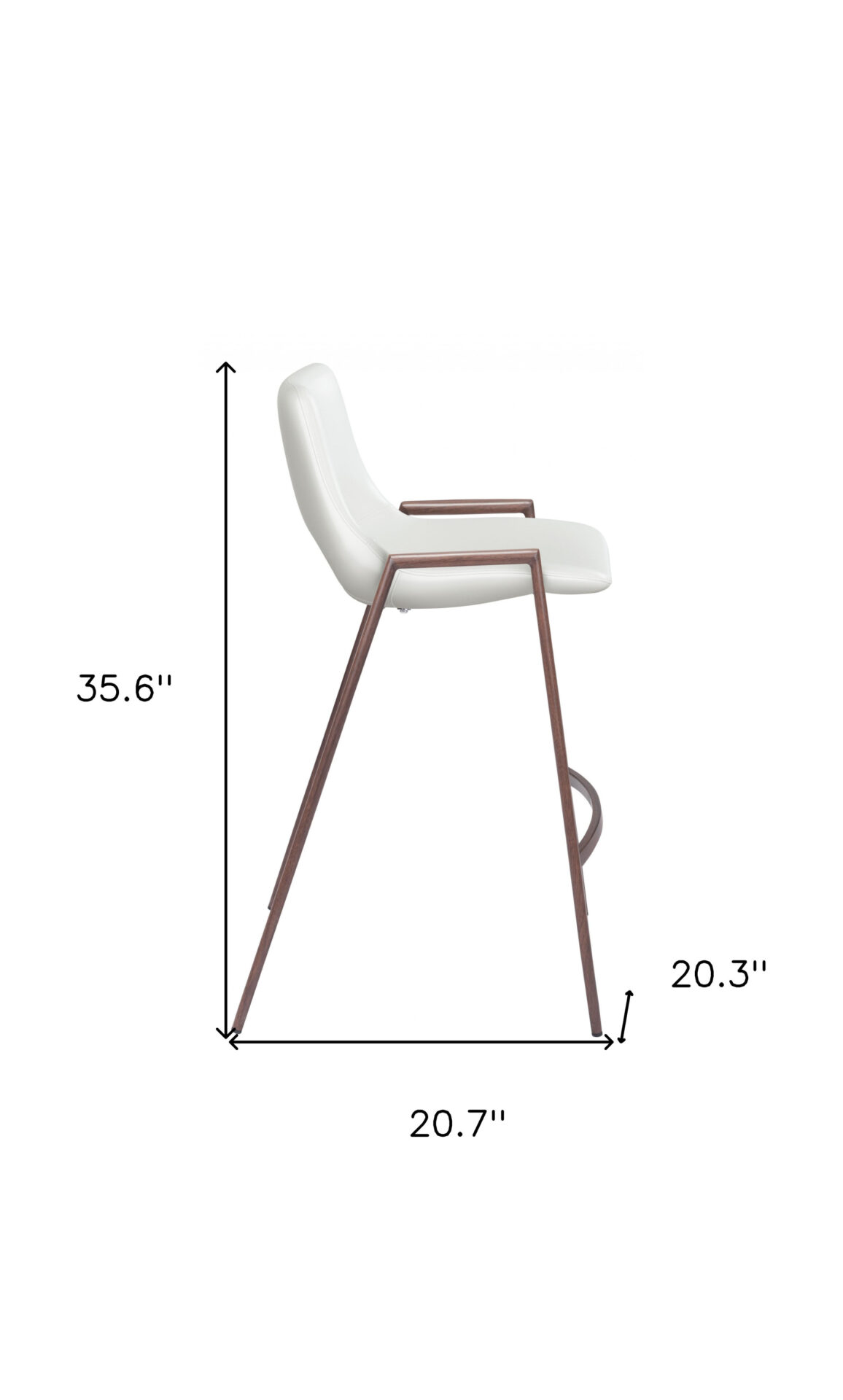 26" White and Brown Steel Low Back Bar Stools (Set of 2) 4 26" White and Brown Steel Low Back Bar Stools (Set of 2) - Image 4