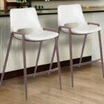 26" White and Brown Steel Low Back Bar Stools (Set of 2) 10 26" White and Brown Steel Low Back Bar Stools (Set of 2)