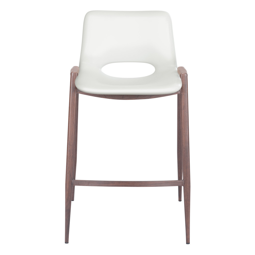 26" White and Brown Steel Low Back Bar Stools (Set of 2) 6 26" White and Brown Steel Low Back Bar Stools (Set of 2) - Image 6