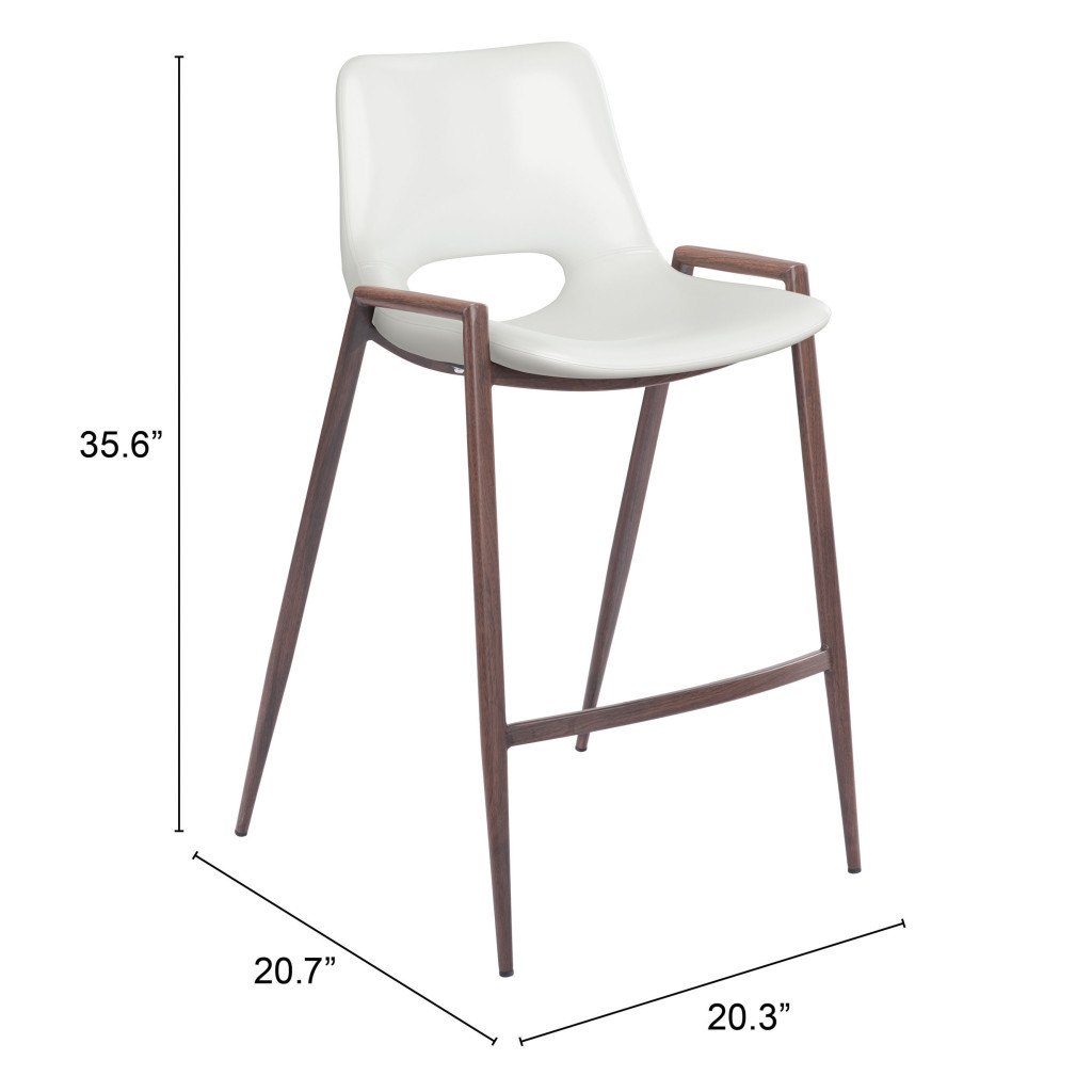 26" White and Brown Steel Low Back Bar Stools (Set of 2) 8 26" White and Brown Steel Low Back Bar Stools (Set of 2) - Image 8