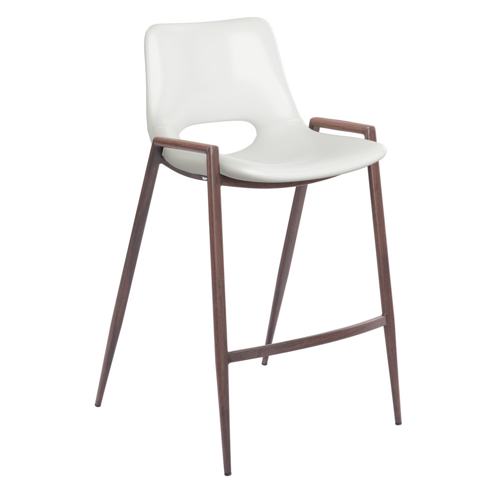 26" White and Brown Steel Low Back Bar Stools (Set of 2) 5 26" White and Brown Steel Low Back Bar Stools (Set of 2) - Image 5