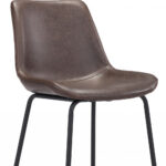 26" Brown and Black Steel Low Back Bar Stool