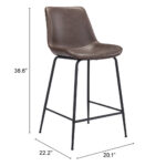 26" Brown and Black Steel Low Back Bar Stool