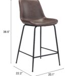 26" Brown and Black Steel Low Back Bar Stool
