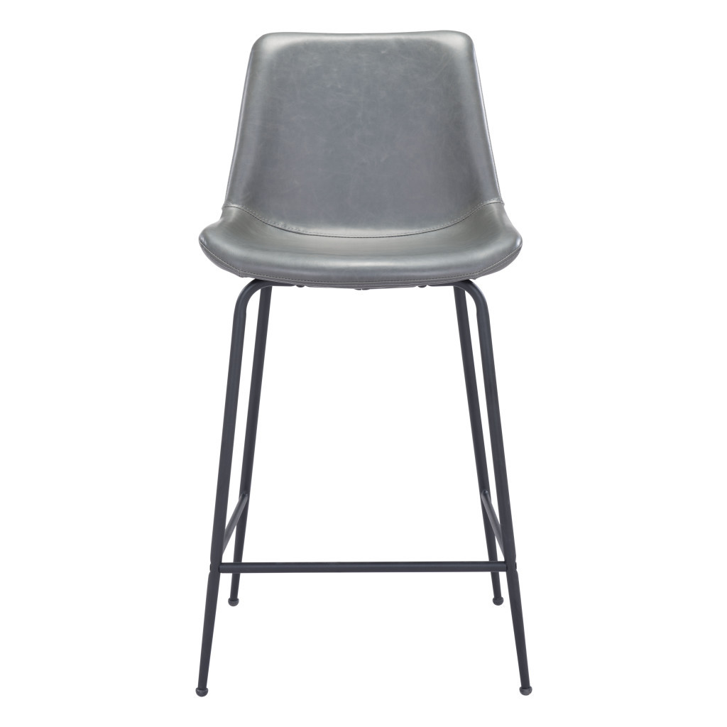 26 Inch Gray and Black Steel Low Back Bar Stool 4 26 Inch Gray and Black Steel Low Back Bar Stool - Image 4
