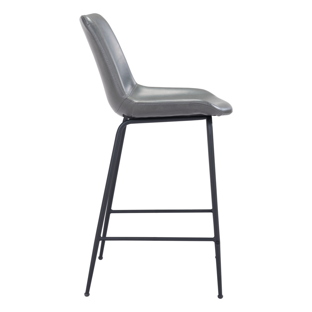 26 Inch Gray and Black Steel Low Back Bar Stool 8 26 Inch Gray and Black Steel Low Back Bar Stool - Image 8