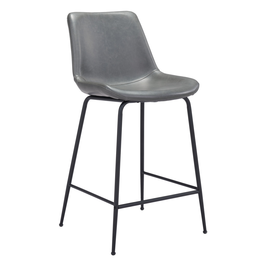 26 Inch Gray and Black Steel Low Back Bar Stool 3 26 Inch Gray and Black Steel Low Back Bar Stool - Image 3