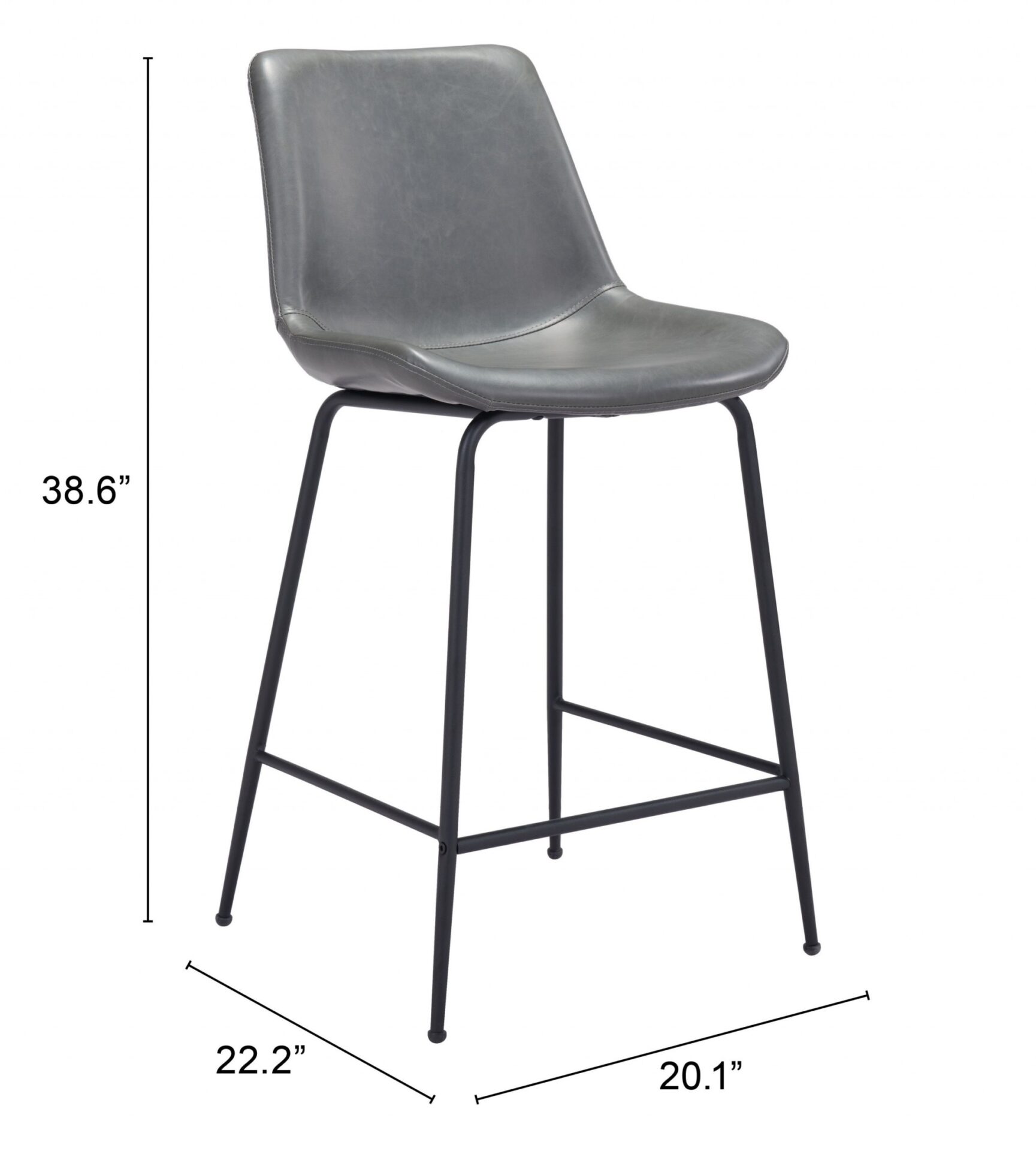 26 Inch Gray and Black Steel Low Back Bar Stool 2 26 Inch Gray and Black Steel Low Back Bar Stool - Image 2