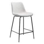 26-Inch White and Black Steel Low Back Bar Stool 11 26-Inch White and Black Steel Low Back Bar Stool